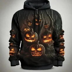 Pumpkin Hoodie Pullover Halloween 3D Front Pocket Graphic For Couple's Men's Women's Adults' Halloween Carnival Masquerade 3D Print Party Casual Daily