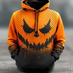 Pumpkin Men's Fashion Comfort Color Sweatshirts 3D Print Hoodie Halloween Hoodies Orange Hooded