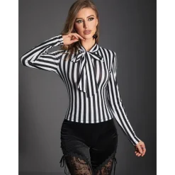Punk & Gothic Blouse / Shirt Beetlejuice Striped Fancy Dress Women's Fantasy Halloween Carnival Performance Party Adults' Shirt