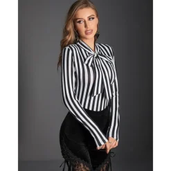 Punk & Gothic Blouse / Shirt Beetlejuice Striped Fancy Dress Women's Fantasy Halloween Carnival Performance Party Adults' Shirt