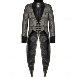 Punk & Gothic Medieval Coat Masquerade Prince Knight Ritter Nobleman Fancy Dress Men's Royal Steampunk Party / Evening Adults' Coat