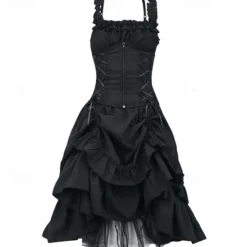 Punk & Gothic Medieval Cocktail Dress Dress Masquerade Witch Goth Girl Plus Size Fancy Dress Women's Walpurgis Night Halloween Carnival Masquerade Halloween Prom Festival Adults' Dress Summer Spring