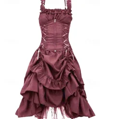 Punk & Gothic Medieval Cocktail Dress Dress Masquerade Witch Goth Girl Plus Size Fancy Dress Women's Walpurgis Night Halloween Carnival Masquerade Halloween Prom Festival Adults' Dress Summer Spring