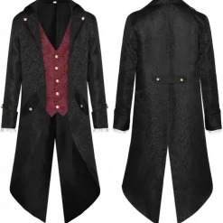 Punk & Gothic Medieval Renaissance Coat Jacket Tailcoat Prince Nobleman Fancy Dress Men's Steampunk Halloween Masquerade Event / Party Masquerade Adults' Coat