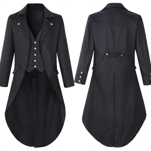 Punk & Gothic Medieval Steampunk Coat Tuxedo Trench Coat Vampire Magician Fancy Dress Men's Steampunk Halloween Masquerade Performance Adults' Coat