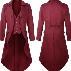 Punk & Gothic Medieval Steampunk Coat Tuxedo Trench Coat Vampire Magician Fancy Dress Men's Steampunk Halloween Masquerade Performance Adults' Coat