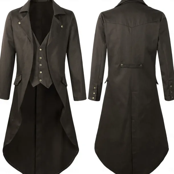 Punk & Gothic Medieval Steampunk Coat Tuxedo Trench Coat Vampire Magician Fancy Dress Men's Steampunk Halloween Masquerade Performance Adults' Coat