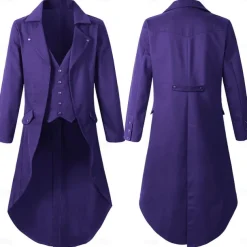 Punk & Gothic Medieval Steampunk Coat Tuxedo Trench Coat Vampire Magician Fancy Dress Men's Steampunk Halloween Masquerade Performance Adults' Coat