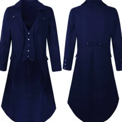 Punk & Gothic Medieval Steampunk Coat Tuxedo Trench Coat Vampire Magician Fancy Dress Men's Steampunk Halloween Masquerade Performance Adults' Coat
