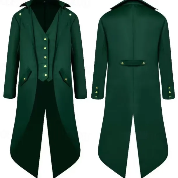 Punk & Gothic Medieval Steampunk Coat Tuxedo Trench Coat Vampire Magician Fancy Dress Men's Steampunk Halloween Masquerade Performance Adults' Coat