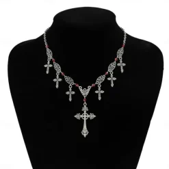 Punk & Gothic Necklace Choker Cross Pendant Witch Vampire Fancy Dress Women's Halloween Carnival Performance Party Casual Adults' 1 Necklace All Seasons