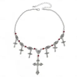 Punk & Gothic Necklace Choker Cross Pendant Witch Vampire Fancy Dress Women's Halloween Carnival Performance Party Casual Adults' 1 Necklace All Seasons