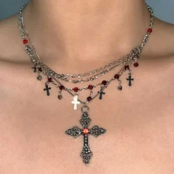 Punk & Gothic Necklace Choker Cross Pendant Witch Vampire Fancy Dress Women's Halloween Carnival Performance Party Casual Adults' 1 Necklace All Seasons