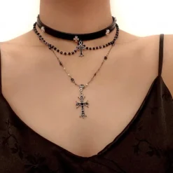 Punk & Gothic Necklace Choker Cross Pendant Witch Vampire Fancy Dress Women's Halloween Carnival Performance Party Casual Adults' 1 Necklace All Seasons