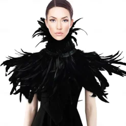 Punk & Gothic Victorian Shawls Feather Cape Witch Maleficent Fancy Dress Women's Fantasy Walpurgis Night Halloween Carnival Performance Party Adults' Shawl All Seasons