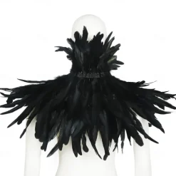 Punk & Gothic Victorian Shawls Feather Cape Witch Maleficent Fancy Dress Women's Fantasy Walpurgis Night Halloween Carnival Performance Party Adults' Shawl All Seasons