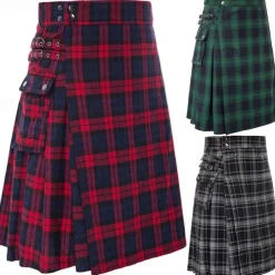 Punk Gothic Scottish Utility Kilts Medieval Carnival Men's Costume Vintage Cosplay Party Evening Skirts Masquerade