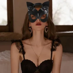 Punk Party Cat Head Mask Adult Sexy Half Face Blindfold Nightclub Cos Prom Party Maskfor Festival, Carnival