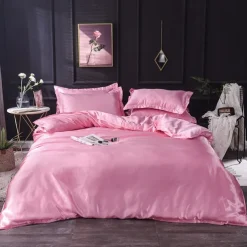 Pure Color Washed Silk Ice Silk Satin Simulated Silk Four-piece Set Summer Home Textile Bedding