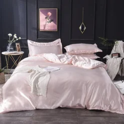 Pure Color Washed Silk Ice Silk Satin Simulated Silk Four-piece Set Summer Home Textile Bedding