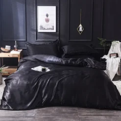 Pure Color Washed Silk Ice Silk Satin Simulated Silk Four-piece Set Summer Home Textile Bedding