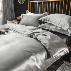 Pure Color Washed Silk Ice Silk Satin Simulated Silk Four-piece Set Summer Home Textile Bedding