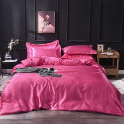 Pure Color Washed Silk Ice Silk Satin Simulated Silk Four-piece Set Summer Home Textile Bedding