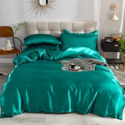 Pure Color Washed Silk Ice Silk Satin Simulated Silk Four-piece Set Summer Home Textile Bedding