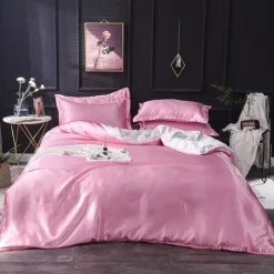 Pure Color Washed Silk Ice Silk Satin Simulated Silk Four-piece Set Summer Home Textile Bedding