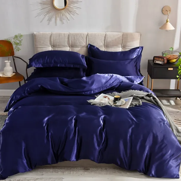 Pure Color Washed Silk Ice Silk Satin Simulated Silk Four-piece Set Summer Home Textile Bedding