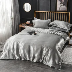 Pure Color Washed Silk Ice Silk Satin Simulated Silk Four-piece Set Summer Home Textile Bedding