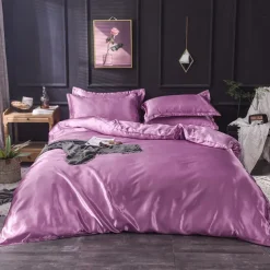 Pure Color Washed Silk Ice Silk Satin Simulated Silk Four-piece Set Summer Home Textile Bedding