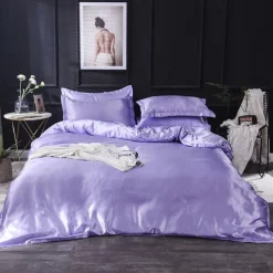 Pure Color Washed Silk Ice Silk Satin Simulated Silk Four-piece Set Summer Home Textile Bedding