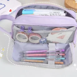 Purple Pencil Cases Large Capacity Pen Bag Pouch Holder Box For Girls Office Student Stationery Organizer School Supplies, Back to School Gift