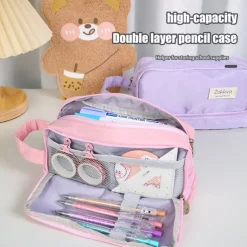 Purple Pencil Cases Large Capacity Pen Bag Pouch Holder Box For Girls Office Student Stationery Organizer School Supplies, Back to School Gift