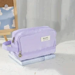 Purple Pencil Cases Large Capacity Pen Bag Pouch Holder Box For Girls Office Student Stationery Organizer School Supplies, Back to School Gift