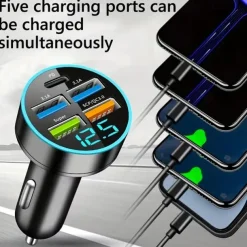 QC3.0 Car Charge 66W Super Fast Charge Digital Display Dar Charge PD20W Dual USB Car Charger