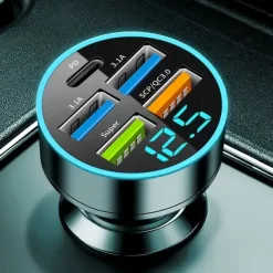 QC3.0 Car Charge 66W Super Fast Charge Digital Display Dar Charge PD20W Dual USB Car Charger