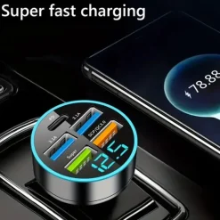 QC3.0 Car Charge 66W Super Fast Charge Digital Display Dar Charge PD20W Dual USB Car Charger