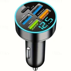 QC3.0 Car Charge 66W Super Fast Charge Digital Display Dar Charge PD20W Dual USB Car Charger