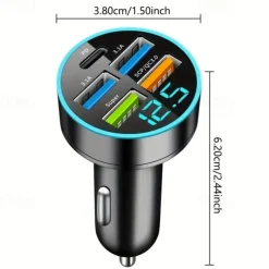 QC3.0 Car Charge 66W Super Fast Charge Digital Display Dar Charge PD20W Dual USB Car Charger