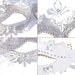 Queen Halloween Venetian Mask Columbina Phantom Of The Opera Carnival Mask Half Face Adults' Women's Halloween Carnival Mardi Gras Party Masquerade Carnival of Venice Easy Halloween Costumes Dress Up