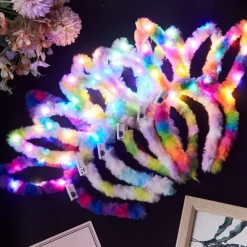 Rabbit Ear Decor Headband Luminous Headwear Led Lights Rabbit Flashing Costume Hair Hoop Halloween Party Hair Accessories