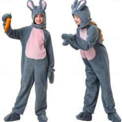Rabbit Easter Bunny Halloween Funny Costumes Onesies Carnival Costume Cosplay Kid's Boys' Girls' Carnival Easter Performance Party Easy Halloween Costumes Dress Up