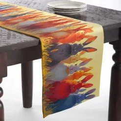 Rabbit Print Table Runner, Kitchen Dining Table Decor, Print Decor Table Runners for Indoor Outdoor Home Farmhouse Holiday Wedding Birthday Party Decoration