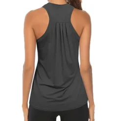 Racerback Workout Tops for Women Gym Exercise Yoga Shirts Loose Active Wear Sleeveless Tanks Tunic Tee gray