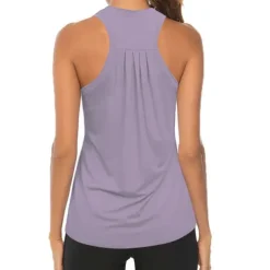 Racerback Workout Tops for Women Gym Exercise Yoga Shirts Loose Active Wear Sleeveless Tanks Tunic Tee gray