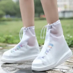 Rain Boot Waterproof Shoes Covers, Sand Control Non-Slip Shoe Cover Galoshes, PVC Rubber Sole Reusable Rain Snow Boots Overshoes for Cycling Outdoor Camping Fishing Garden Travel