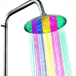 Rainbow 2 Modes LED Overhead Shower Head, 8 inch Round Rainfall Shower Head with Glow Light, 7 Color Automatically Changing Shower Top Head, Shower Bathroom Accessories
