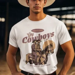 Rainbow Brokeback Mountain Cowboy LGBTQ T-shirt Pride Shirts Pride Graphic For Couple's Men's Women's Adults' Masquerade Hot Stamping Pride Parade Pride Month